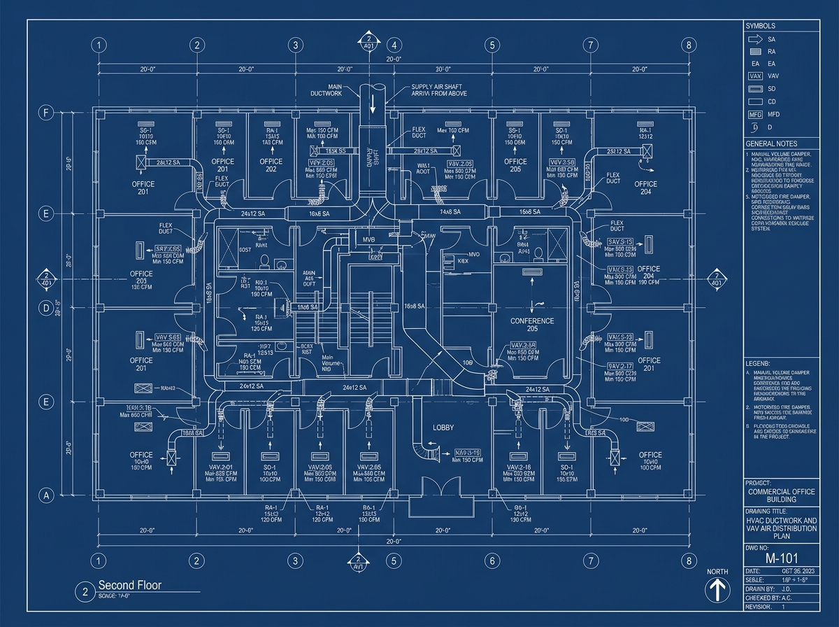 M-101 HVAC Ductwork & VAV Layout