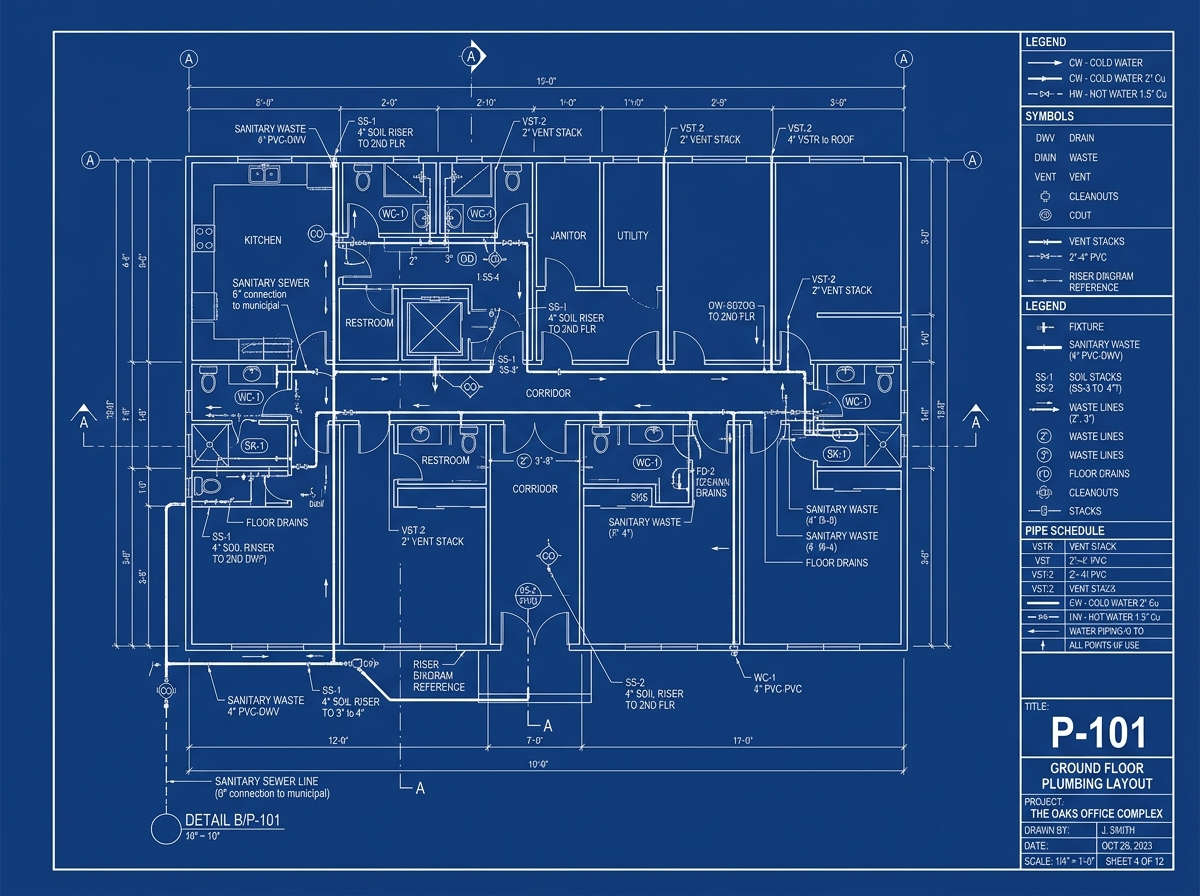 P-101 Plumbing Drainage & Riser Plan