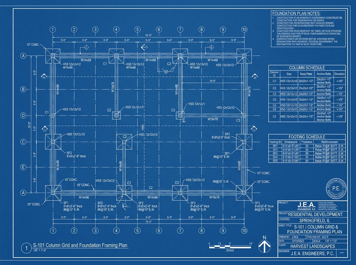 S-101 Column Grid & Foundation Plan